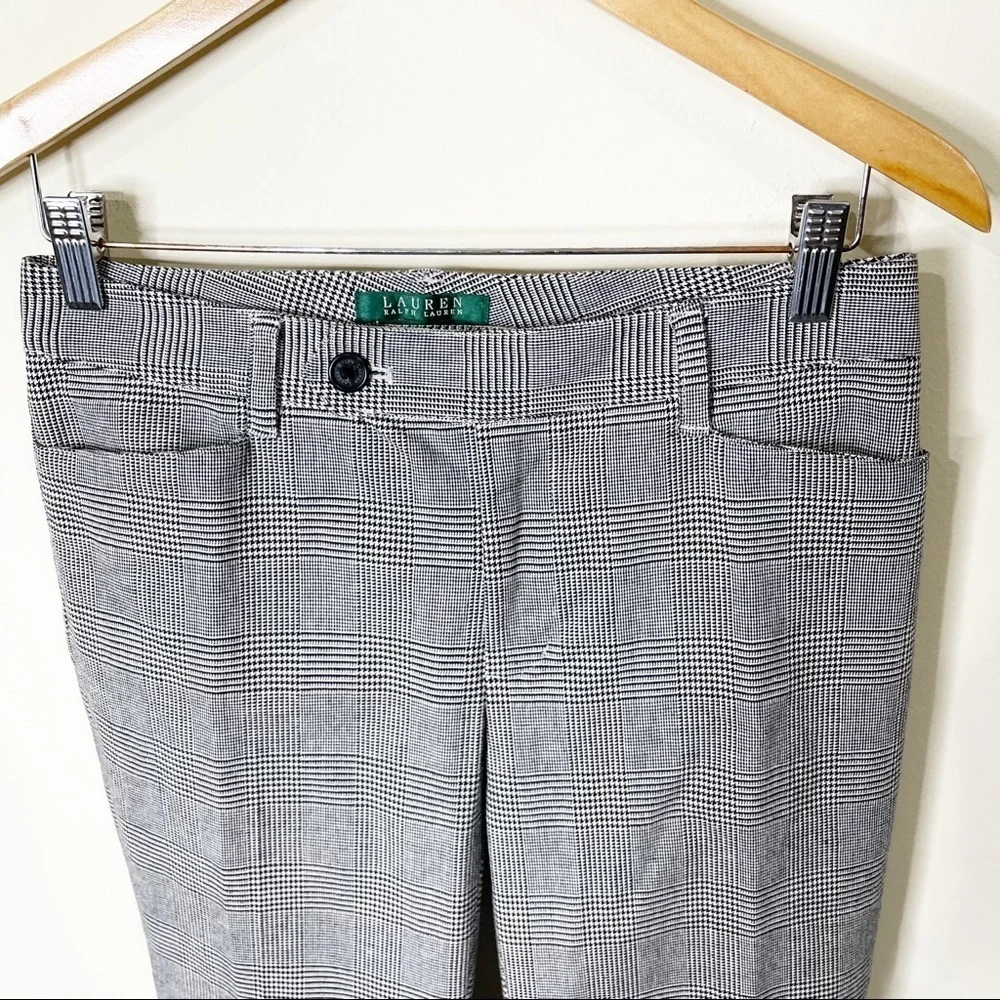 Ralph Lauren Green Label Black Houndstooth Adelle Crop Dress Pants Size 2 US - Picture 2 of 5